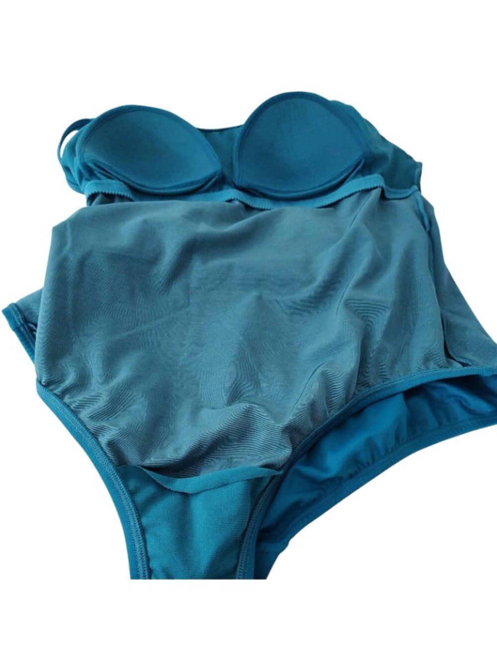 Time And Tru One Piece Swimsuit Women Size L 12-14 Blue Padded Adjustable Strap - Picture 5 of 8